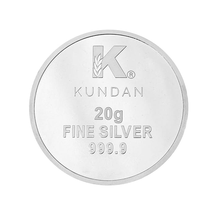Kundan 999 Silver Lakshmi Ganesh Precious 20 gm Coin