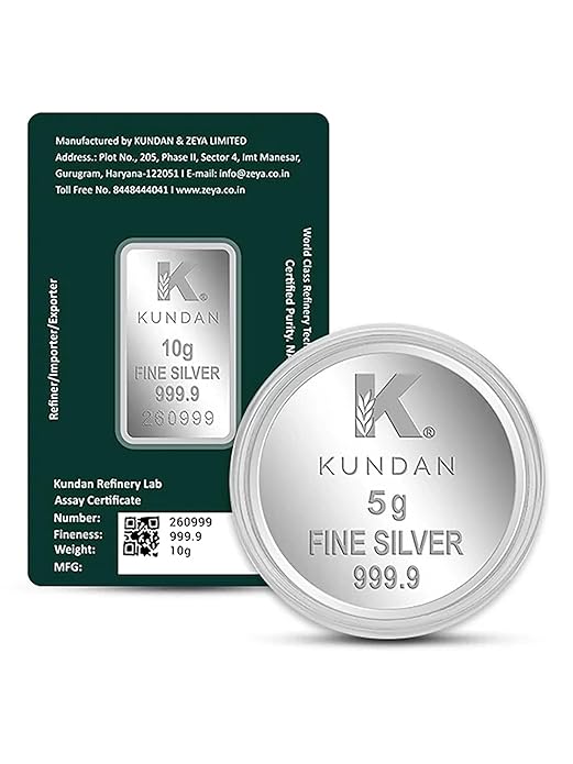 Kundan 999.9 Pure (10gm Kalpataru Tree Colour Bar + 5gm Kalpataru Tree Silver Coin) Combo