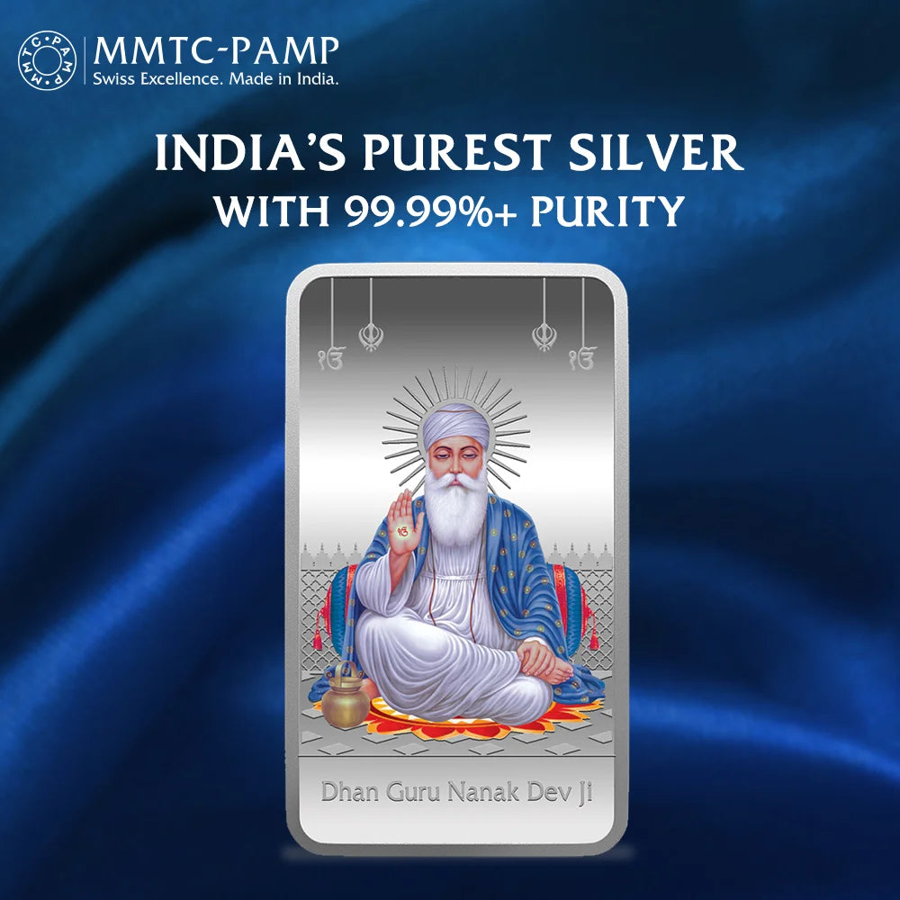 Guru Nanak Dev Ji (999.9) 50 gm Silver Bar
