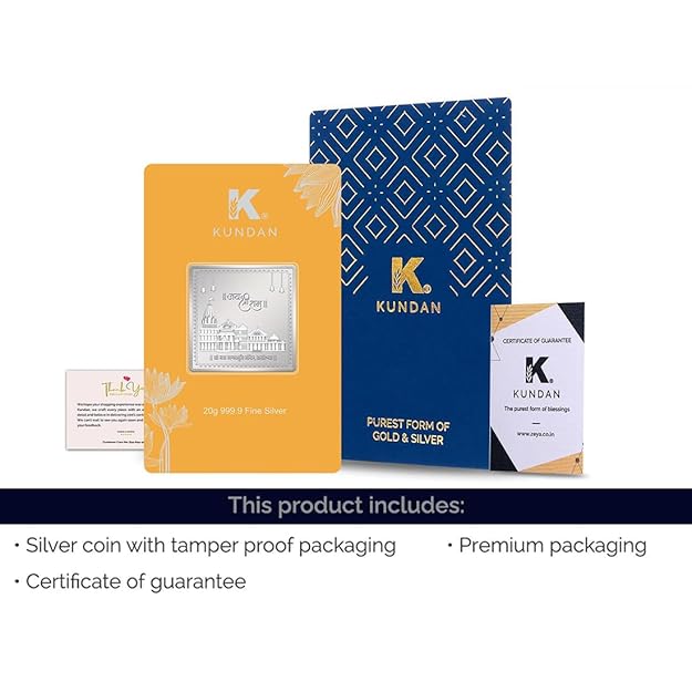 Kundan 20gm (999.9) Ram Mandir Silver Bar