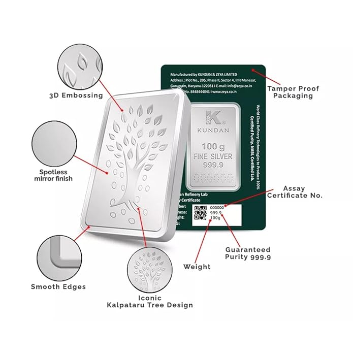 Kundan Silver Kalpataru Tree Precious Coin