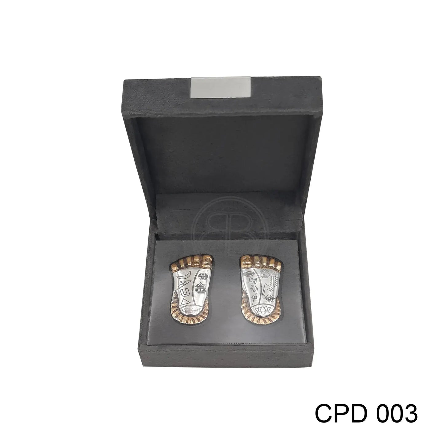 Divine Lakshmi Ji Charan Paduka - Gold Accent Bharat Silverware