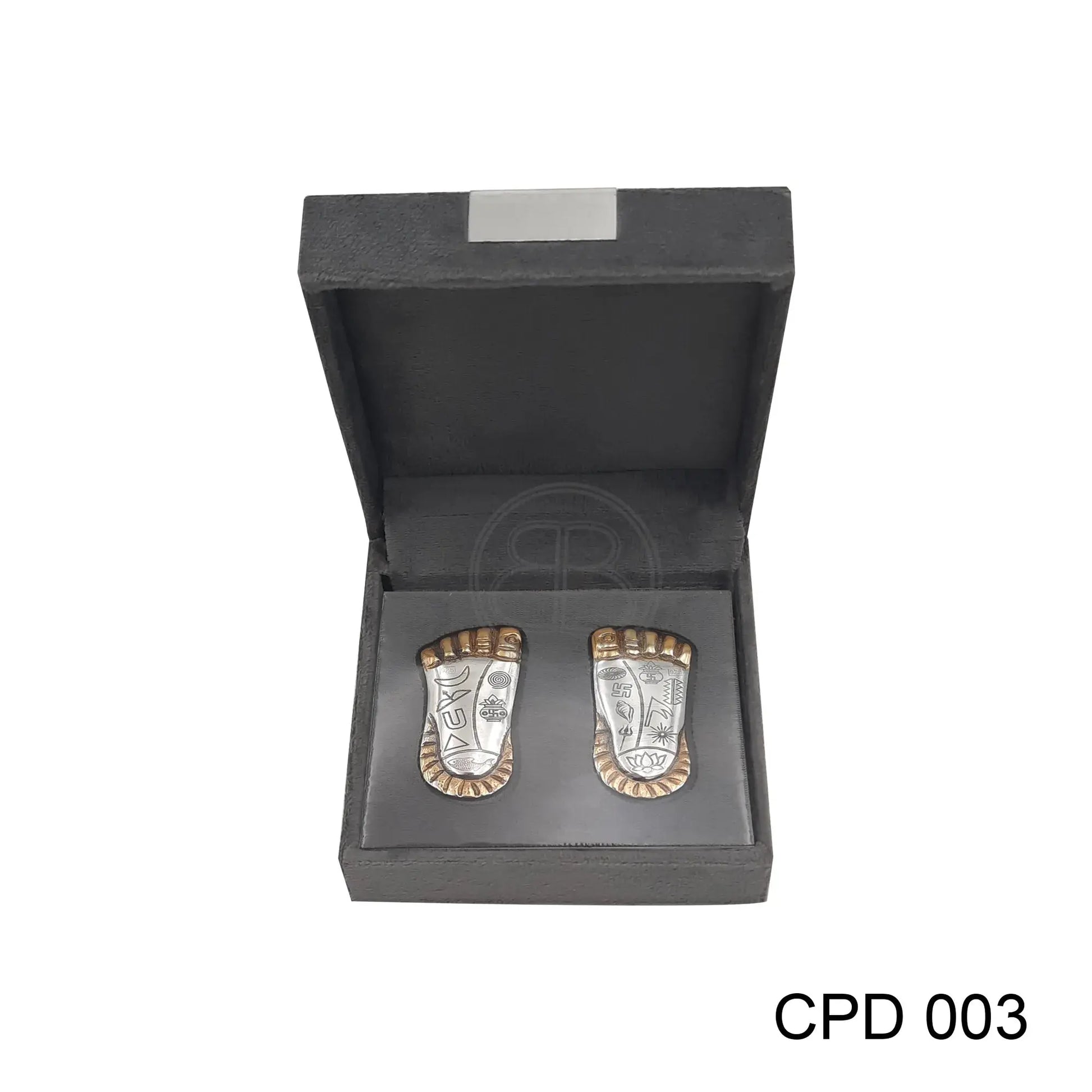 Divine Lakshmi Ji Charan Paduka - Gold Accent Bharat Silverware