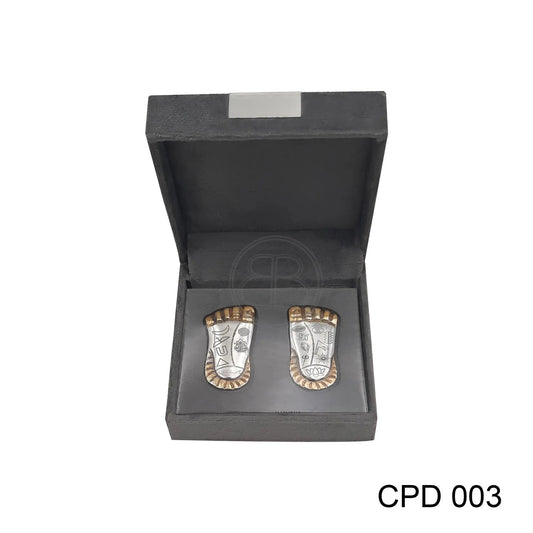 Divine Lakshmi Ji Charan Paduka - Gold Accent Bharat Silverware