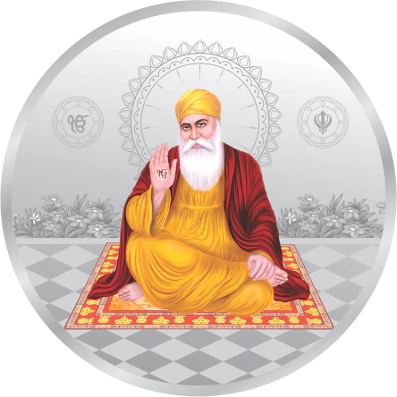 Guru Nanak Ji 999 Silver Circular Colored Coin