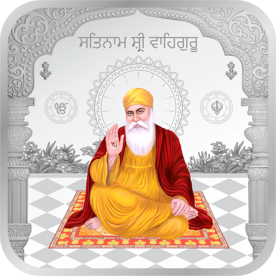 Guru Nanak Dev Ji 999 Silver Square Colored Coin