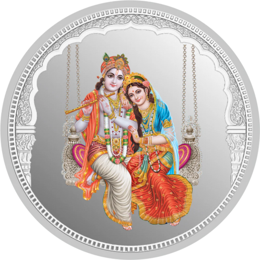 Radha Krishna on the Swing 999 Silver Colored Coin