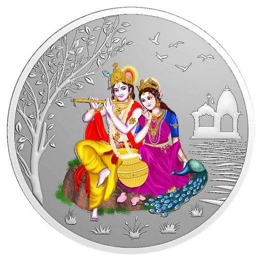 Radha Krishna 999 Silver Colored Coin
