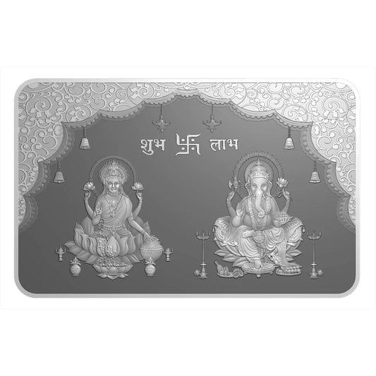 Lakshmi Ganesh Ji 999 Silver Rectangular Colored Coin