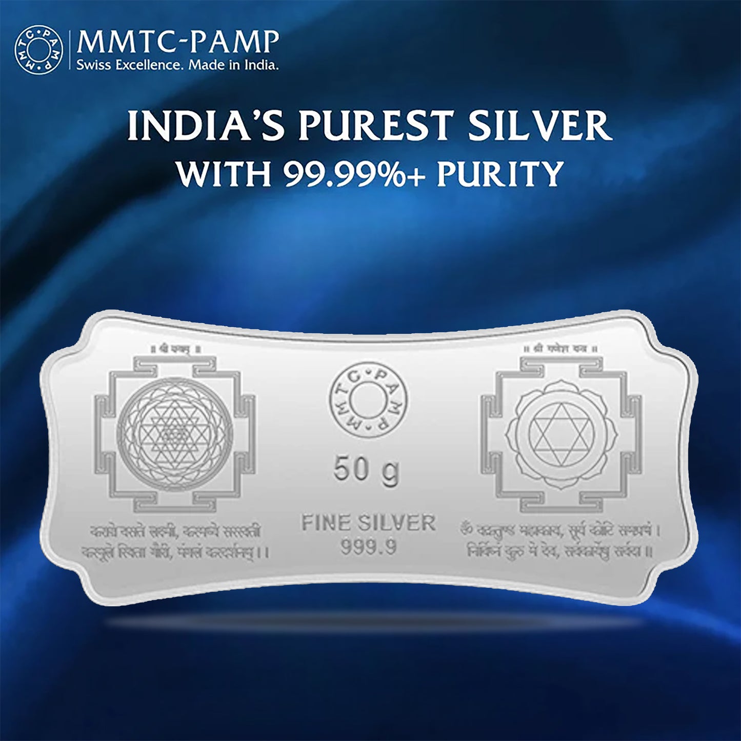 50 gm Silver 999.9 Minted Bar Stylized Laxmi Ganesh Color Capsule